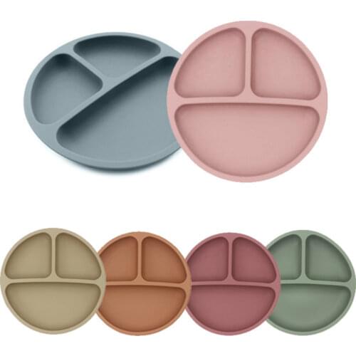 Baby Safe Silicone Dining Plate Solid Cute Cartoon Children Dishes Suction Toddle Training Tableware Kids Feeding Bowls