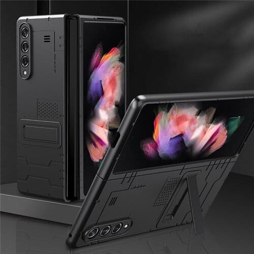Ultra Thin Armor Case For Samsung Galaxy Z Fold 3 Cover Invisible Magnetic Holder Bracket Hard PC Case For Galaxy Z Fold 2 5G