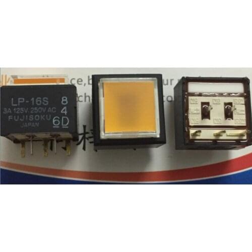 [VK]JAPAN LP-16S light touch switch 15*15mm square reset button with light yellow 5 pin 3A 125V 250VAC LP1S-16S-808-Z