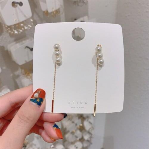 ZDMXJL 2021 New Fashion Womens Earrings Fine Simple Pearl Long Chain Earrings For Women Party Girl Jewelry Gifts Drop-shipping