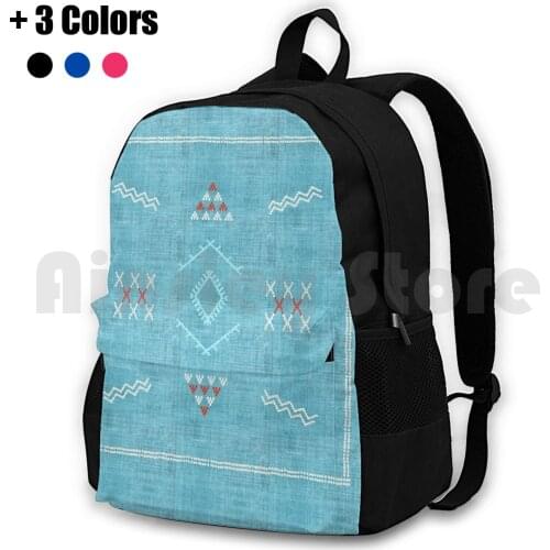 Casablanca Kilim Outdoor Hiking Backpack Waterproof Camping Travel Tribal Pattern Indian Native Boho Cool Ethnic Aztec