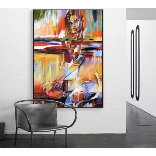 Woman Poster and Print Wall Art Canvas Print Figure Painting Abstract Picture for Living Room Home Decor No Frame