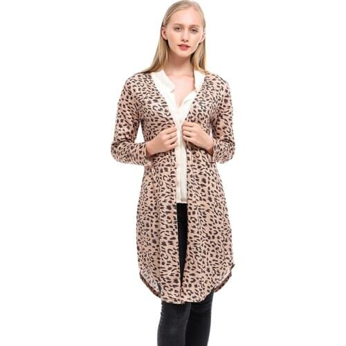 Women Cotton Coat Casual Long Sleeve Elastic Leopard Female Thin Loose