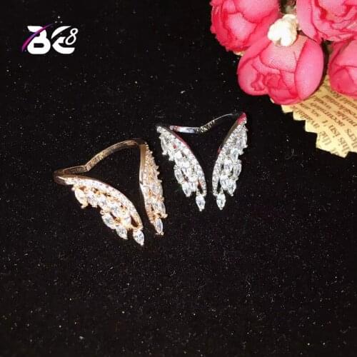 Be 8 New Arrival Adjustable Size Open Rings for Women Wedding Cubic Zircon Gold-Color Female Finger Ring R096