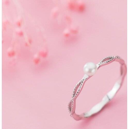 925 Sterling Silver Pearl Lace Wave Pinkie Knuckle Midi Ring A3391
