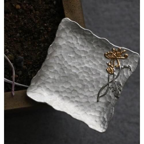 Handmade Tin Placemat Coasters Flower Print Tea Cup Mug Mat Pad Holder Practical decorative coasters Table Decoration for home