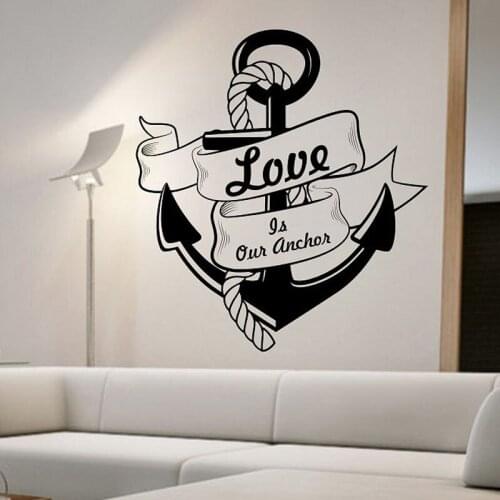 ZOOYOO Anchor Wall Sticker Love Is Our Anchor Wall Decals Removable Vinyl Wal Art Murals Home Decor Living Room Decoration