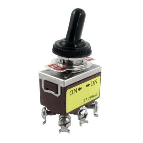 1pcs AC 250V 15A on/on 2 Position 6Pin DPDT Toggle Switch with Waterproof Boot Brown