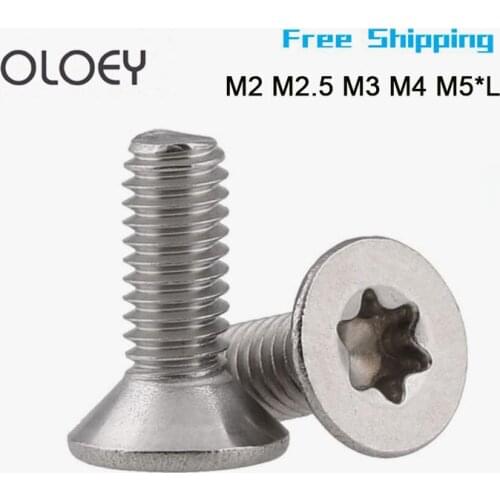 10~50PCS M2 M2.5 M3 M4 M5*L Length: 4-40MM Stainless Steel Flat Head Hexgonal Countersunk Head Six Stars Plum Mechanical Screws