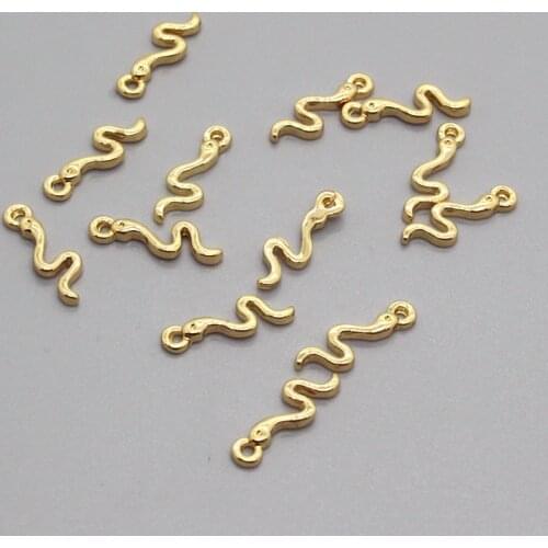 10pcs Cute Golden Mini Small Snake Earring Alloy Charms DIY Animal Earrings Connector Pendant Accessory For Metal Jewelry Make