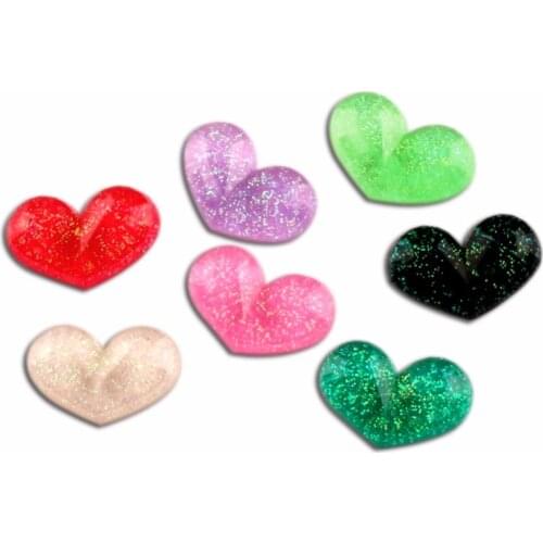 100Pcs Mixed 16x9mm Resin Heart Decoration Crafts Flatback Cabochon Beads Embellishments For Scrapbooking DIY Accessories