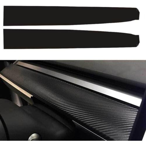 2Pcs Car Dashboard Sticker Matte Carbon Fiber Black For Tesla Model 3 Scraper Accessories