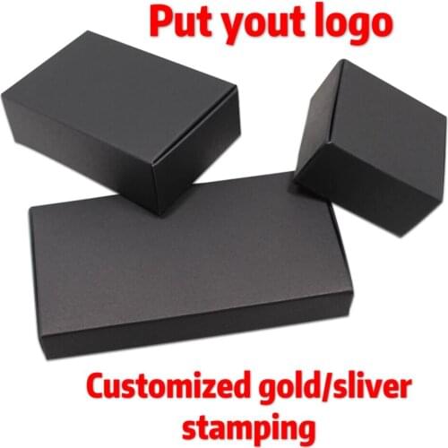 20pcs Black Cardboard Paper Boxes Blank Kraft Paper Carton Box Folding Handmade Soap Jewelry Party Small Gifts Packaging Box