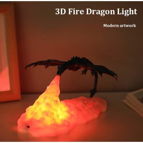 3D Printed Dragon Lighting Decor Child Bedroom LED Night Light Christmas Halloween Mood Soft Light for Festival Decor Gift