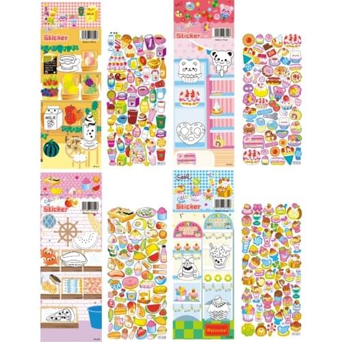 4 Sheets/set Kids Stickers 3D Cute Ice Cream Cake Candy Pattern Funny Toy For Children On Notebook Phone Laptop DIY Sticker