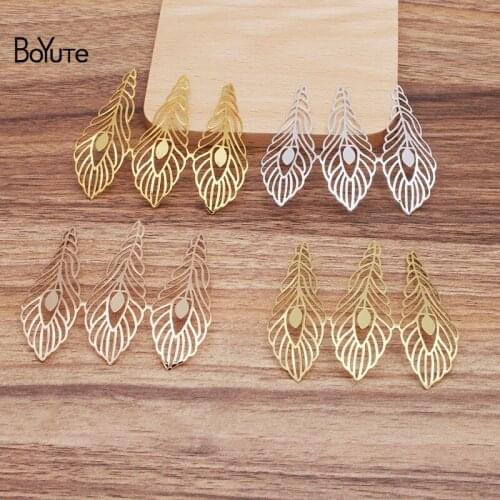 BoYuTe (10 Pieces/Lot) 65*67MM Big Metal Brass Filigree Three Leaves Materials Diy Hand Made Jewelry Findings Components