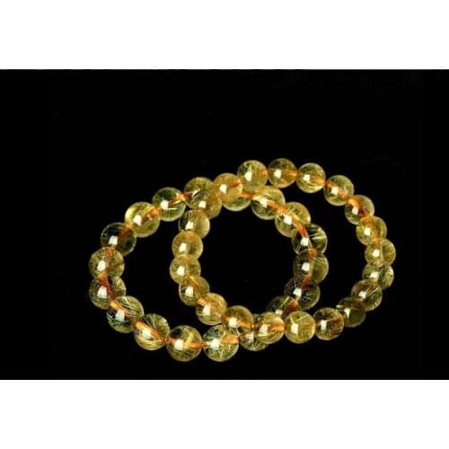 Natural golden hair crystal bracelet, rich female gentleman, male couple model, yellow hair crystal gold wire hair gold titanium