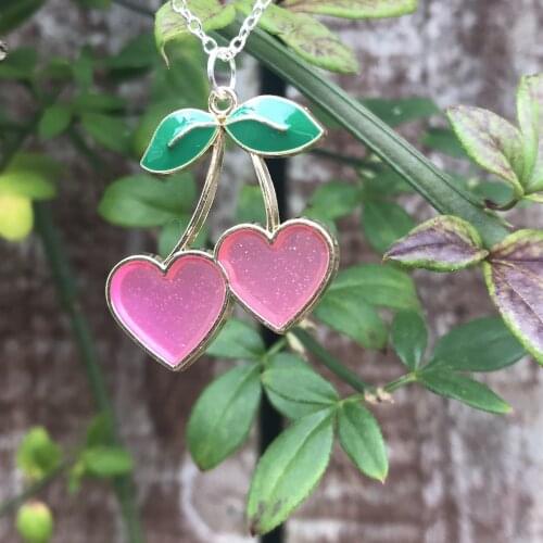 Hip hop Punk Love cherry chain Necklace For Women Girl Hip Hop Harajuku Angel Pendant Choker Trendy Jewelry New