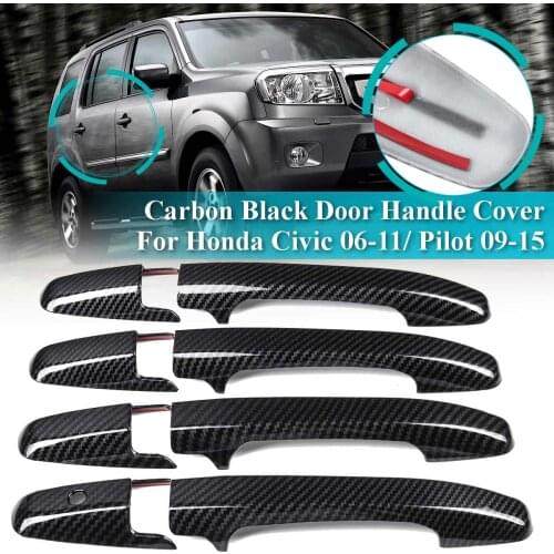 8Pcs/Set 4 Door ABS Door Handle Covers Protect For Honda ivic Sedan 2006 - 2011 Pilot 2009 - 2015 Car Sticker Black Carbon