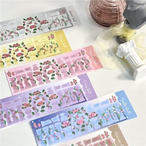BULA Korean Roman Column Rose Naterial Flash Sticker Decoration Manual Photo Album Scrapbook Stationery Stickers
