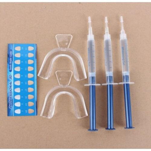 Oral Care Hygiene 44% Carbamide Peroxide Tooth Whitening Kit Teeth Whitener Bleaching Dental Gel Syringe Suit 3 Needles+2 Braces