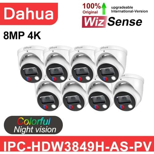 Dahua IP Camera 8MP IPC-HDW3849H-AS-PV Full-Color Active Deterrence 4K POE Microphone Speaker CCTV Camera WizSense whole sale
