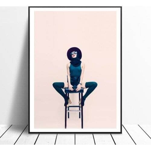 Nordic Beautiful woman Sitting on a Stool Canvas Painting Wall Painting Print Poster Wall Art Bedroom Living No Frame