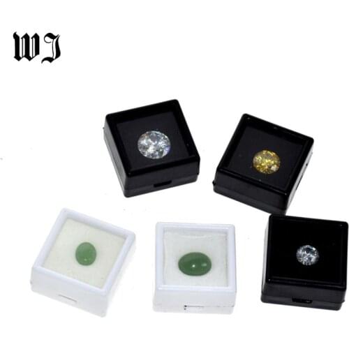 Wholesale Gemstones Diamonds Box Loose Diamond Jewelry Display Case Holder Gem Show Storage Container Box Plastic White & Black