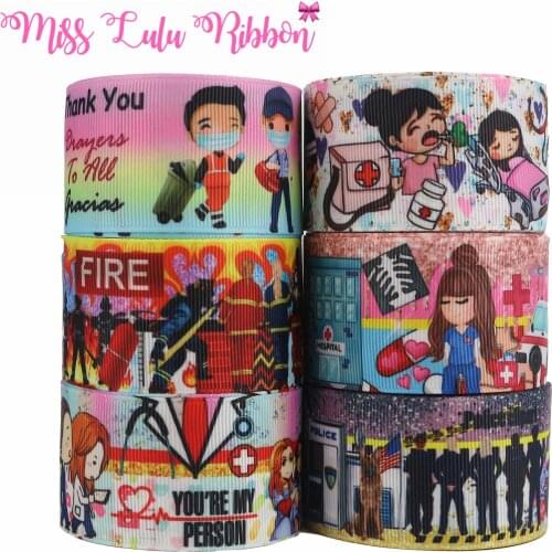 16mm-75mm Nurses Printed FOE Grosgrain Ribbon DIY Hair Bowknots 50yards/roll