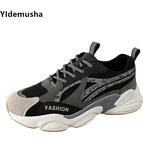 Mesh Men Jogging Sneakers Thick Sole Platform Vulcanize Casual Shoes Man Mixed Color Dad Shoes Trainers Loafers Zapatos Hombre