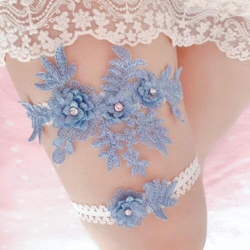 Fahion Soft Girl Lace Floral Rhinestone Flower Garter Sexy Thigh Ring Accessories Lingerie Cosplay Leg Garter Belt Suspender