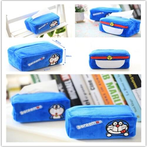 Cartoon Cute Doraemon Plush Paper Towel Vehicle Chair Seat Tissue Box Napkin Case Stuffed Toy Gift