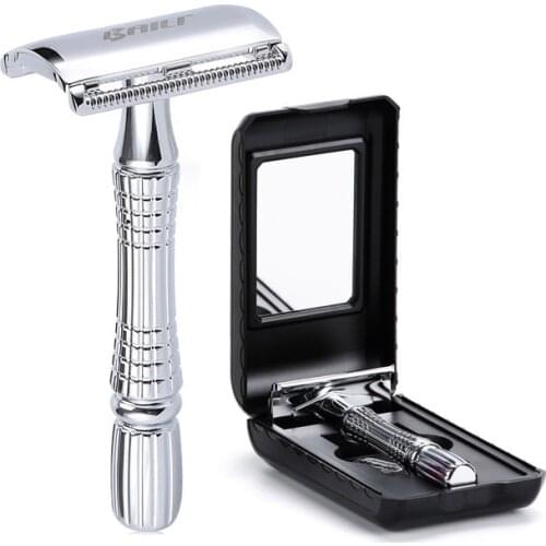 Mens Shaving Razor Double Edge Safety Razor Zinc Alloy Safety Razor Classic For Men 1 Razor 1 Blade 1 Case Shaver set