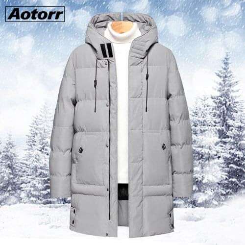 2021 Mens Thick Warm Parka Plus Long Windproof Male Casual Solid Color Hooded Coats Winter Jacket Outwear Cotton Clothing Men