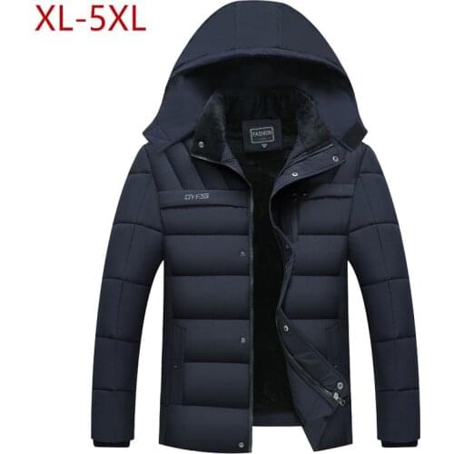 2019 Mens Winter Jacket Thickness Warm Hat Detachable Coat Simple Hem Practical Parkas Windproof Snow Cold Jacket Large Size 5XL