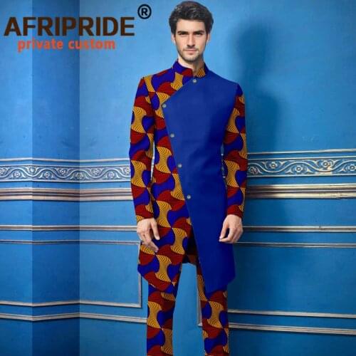 Men`s Suit African Clothing Print Jacket and Ankara Pants 2 Piece Set Dashiki Outfits Ankara Outwear for Party Wedding A2116010