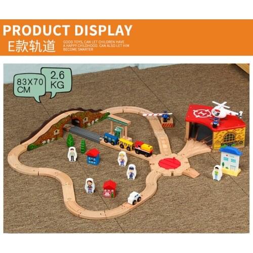 Train car track set garage bridge combination childrens educational track toy, compatible with wooden tracks and electric train