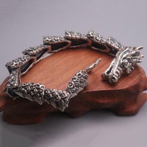 New Pure 925 Sterling Silver bracelet 15mm Fashion Dragon Link chain Bracelet