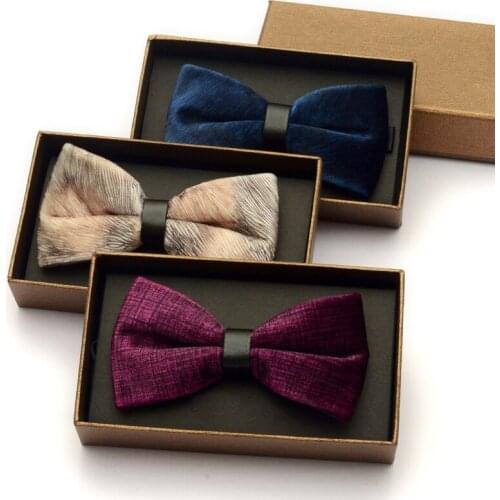 2019 New Design fashion Bow Ties for Men Luxury Velvet Wedding Accessories Bowtie Formal Tuxedo Ties Butterfly Knot GIFT BOX
