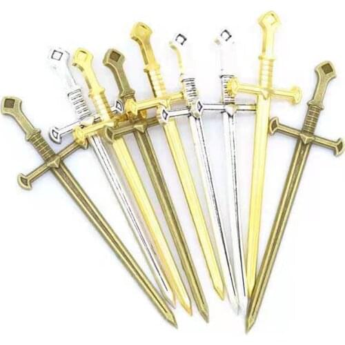 4Pcs 3Color Zinc Alloy Knight Sword Charms For Jewelry Making DIY Handmade Weapons Pendant Charms 23*80mm