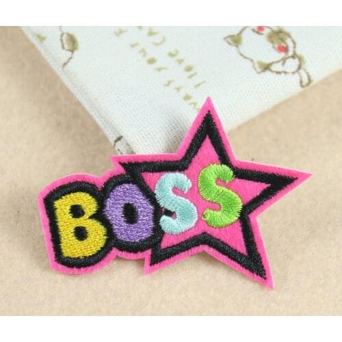 2pcs Rainbow Bomb Five-pointed BOSS star Patches Embroidery Iron Patches for Clothing DIY Letter children Stickers Appliques