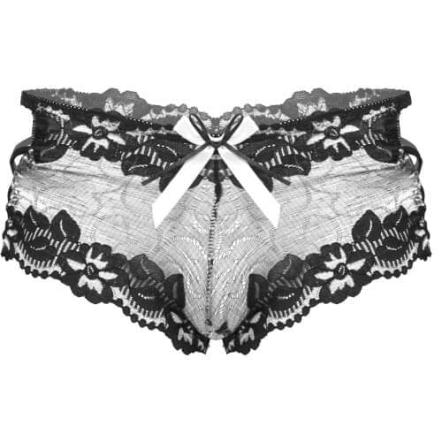 Sissy Mens Sexy Hollow Out Panties Low Waist Lace Briefs Erotic Lingerie Gay Underwear Nightwear Strappy Sexy Boxers Underpants