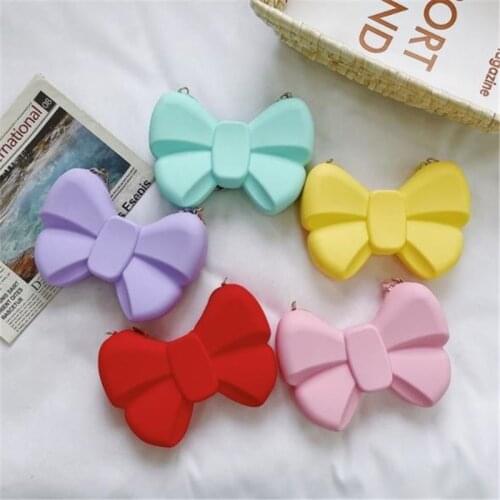 1pcs silicone childrens bags messenger coin purse bow princess bag for baby gril Party Beach Summer New 2021 Wholesale