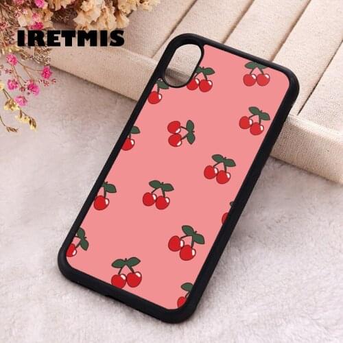 Iretmis 5 5S SE 2020 Phone Cover Case for iPhone 6 6S 7 8 Plus X Xs XR 11 12 Mini Pro Max Silicone Cherry Pink Print