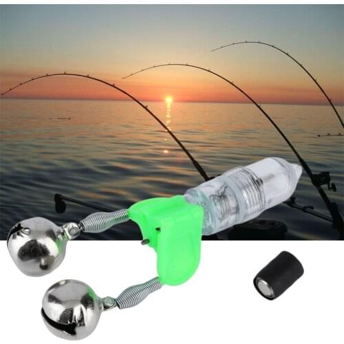 LED Flash Light Electronic Fishing Bite Alarm Double Bells Night Fishing Bite Detector Clip On Fishing Rod Fishing Tackle Tools