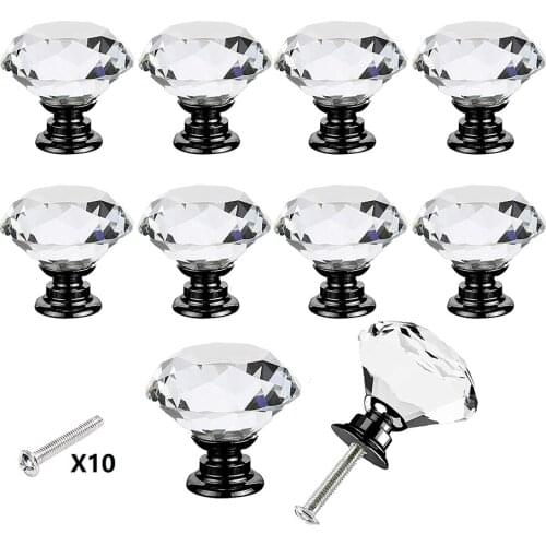 10 Pack Crystal Diamond Drawer Knobs 25mm Shining Door Handles Pulls Grips