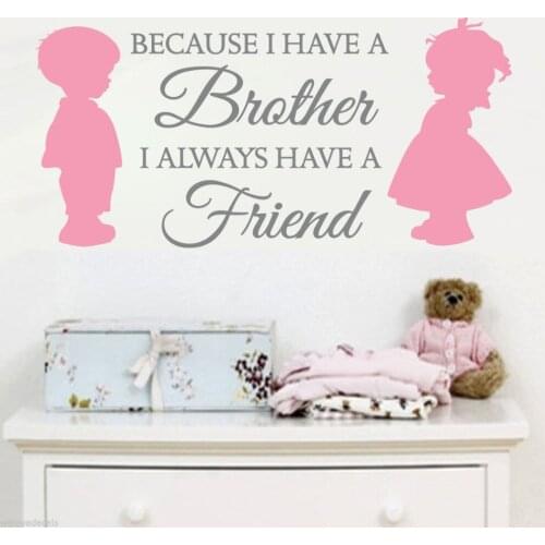 UP 2-Color Brother SISTER LOVE FRIENDS Vinyl Quotes Wall Decals Stickers Art Home Decor Kid Nursery Room Mural KW-256
