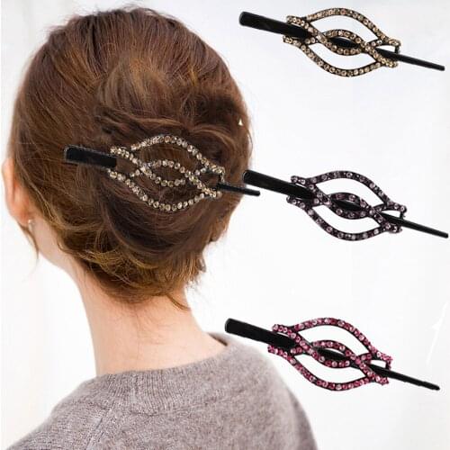 New Hair Sticks Rhinestone Hairpins Vintage Hair Clips Crystal Barrettes Bun Ponytail Women Fashion Hair Accessories Hairbands