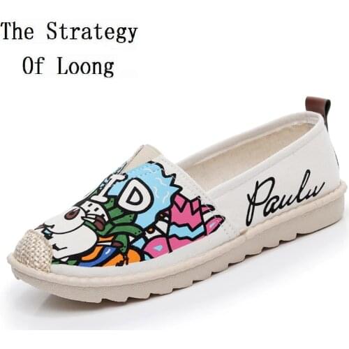 New Arrival Slip On Canvas Antiskid Flat Fisherman Shoes Spring Summer Autumn Women Comfortable Breathable Printing Flats 18072