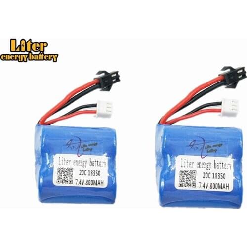 2pcs/lot 7.4V 800mAh Li-ion battery for H100 High speed RC boat 18350 2s lipo Battery